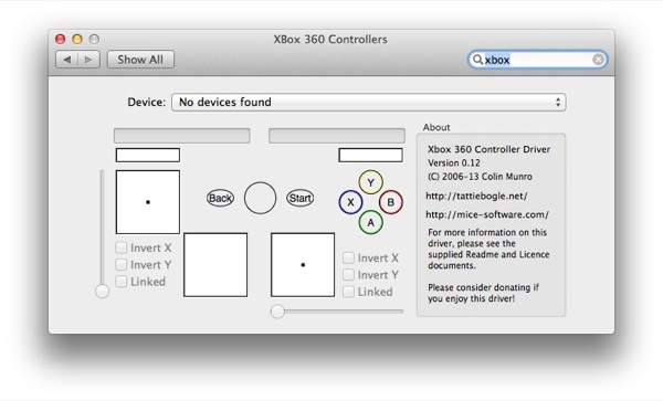 Xbox 360 controller driver mac no devices found